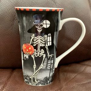 222 Fifth Dapper Skeleton Gentleman Halloween Latte Mug
